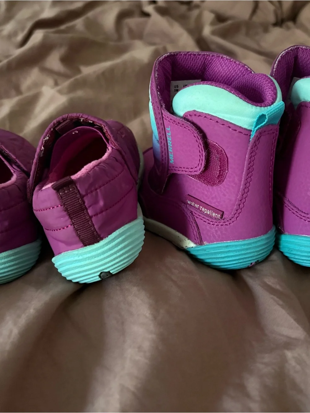 MERRELL Toddler Waterproof Purple and Aqua Winter Boots
